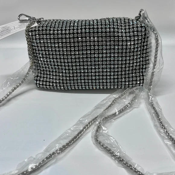 Urban Expressions Rhinestone Embellished Silver Bag NWT - Picture 9 of 13